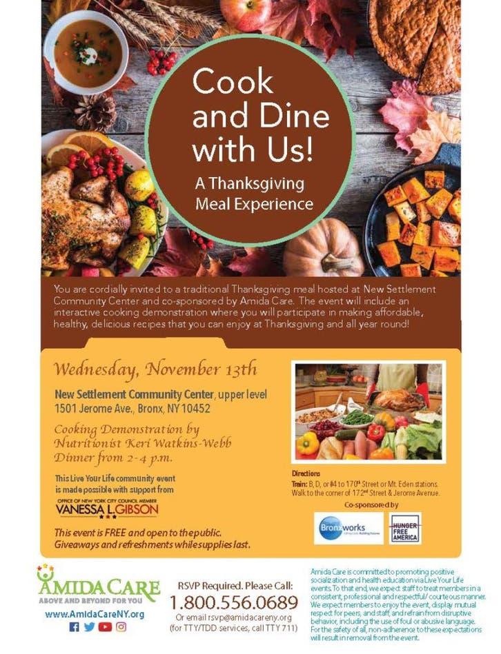 Nov 13 Amida Care To Host Thanksgiving Meal Healthy Cooking Demo 