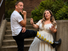 Malvolio (David Finessi) believes the Countess Olivia (Noelle Fair) wrote him a love letter telling him to wear yellow stockings. 