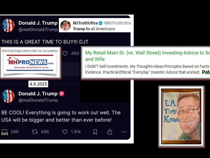 Base image credits on left from Truth Social and X. Text and collage credits are to this writer for MHProNews and this Patch.