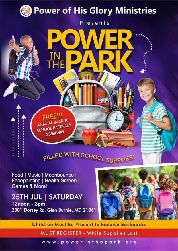 Power in the Park - FREE BACKPACKS Back-to-School Community Outreach 