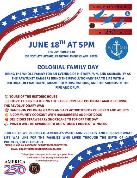 June 18, 5-7pm Joy Homestead Colonial Family Day