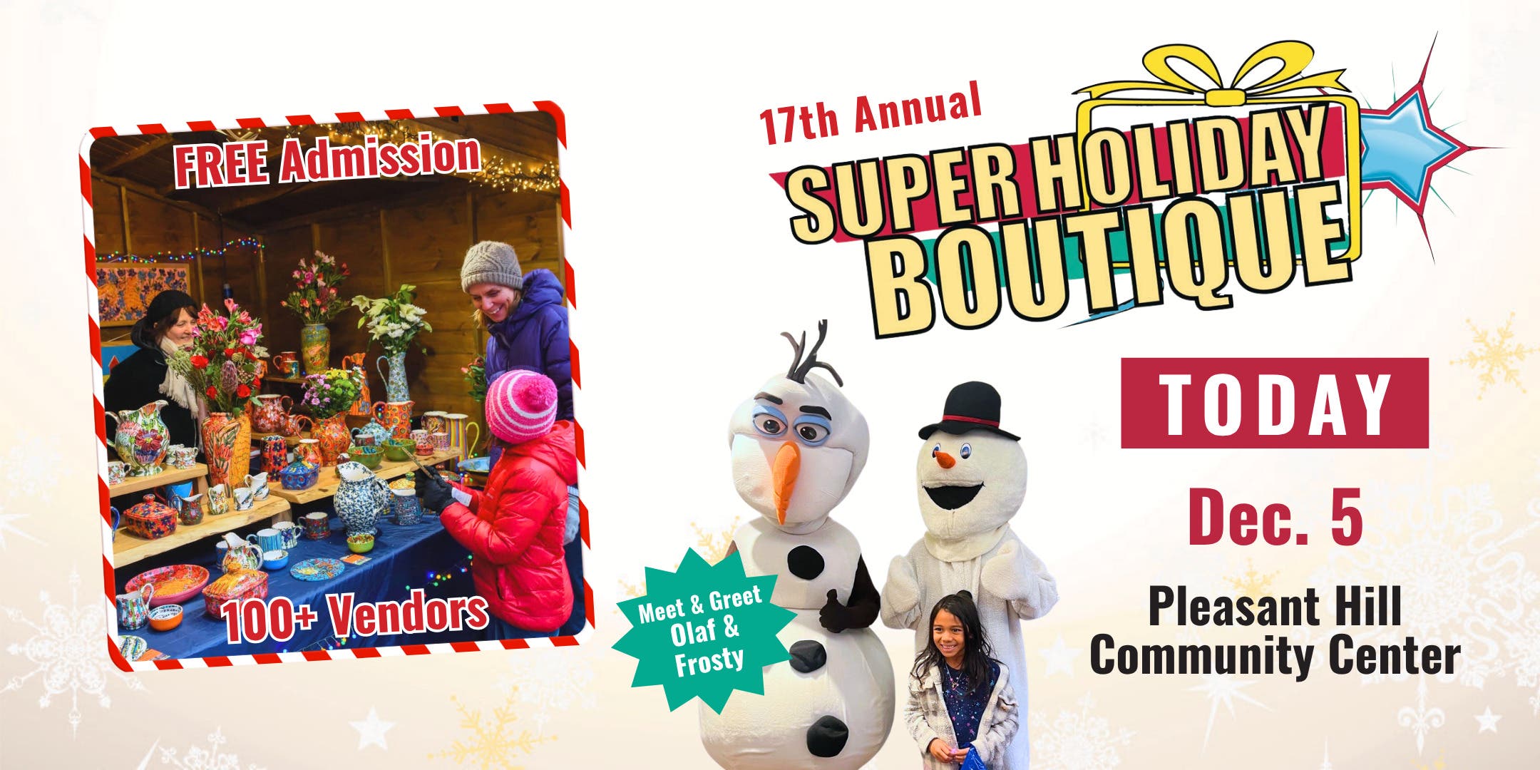 FREE 17th annual Super Holiday Boutique in Pleasant Hill Dec. 5