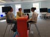 Jo Bond-Ostler of the Archdiocese of Chicago guided ASPIRA  seniors through mock job interviews at the ASPIRA Business and Finance High School event.