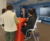 Rene Rivas, Financial Advisor, Merrill Lynch, guided ASPIRA  seniors through mock job interviews at the ASPIRA Business and Finance High School event.