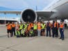 Westmoor High School students at SFO with the United Airlines Technical Operations Team