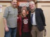 Riverside University H.S. teacher Vincent Goldstein (left) welcomed Mentoring Mission's Carol Valentino-Barry and Dr. Steve Michael who led the Peanut Butter Fantasy case in his Economics class.