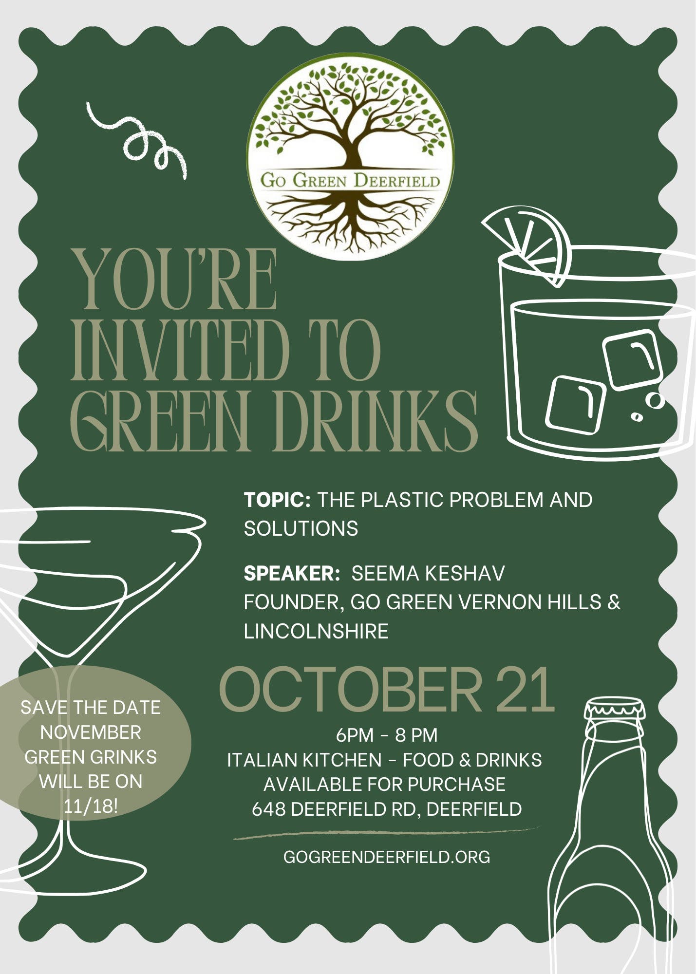 Deerfield Green Drinks - The Plastic Problem and Solutions
