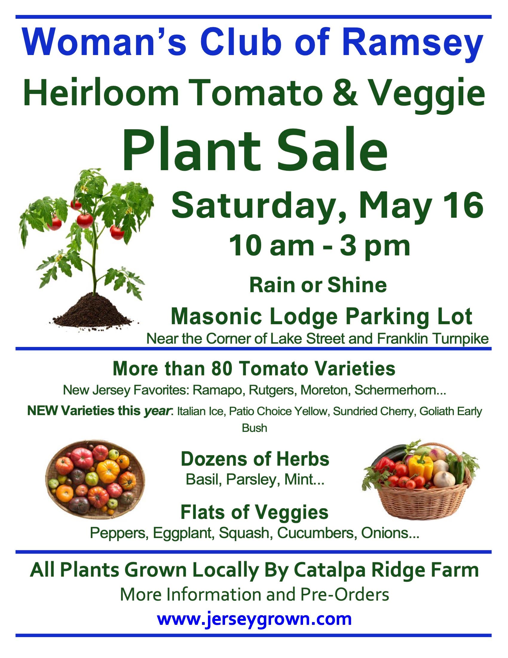 Woman's Club of Ramsey's 26th Heirloom Tomato & Veggie Plant Sale