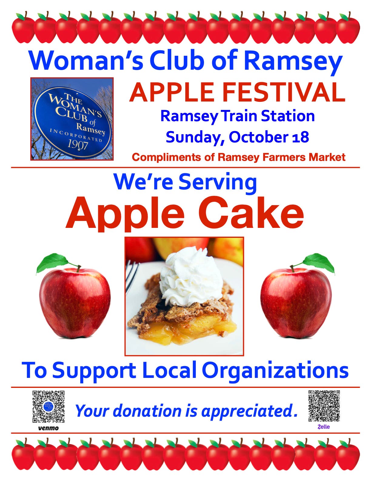 Woman's Club To Serve Apple Cake at Farmers' Market