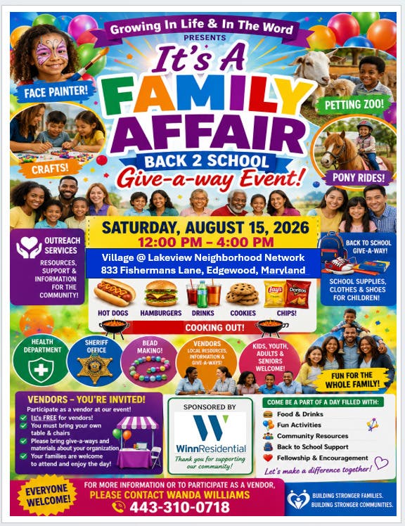 It's A Family Affair Back 2 School Give-A-Way Event!