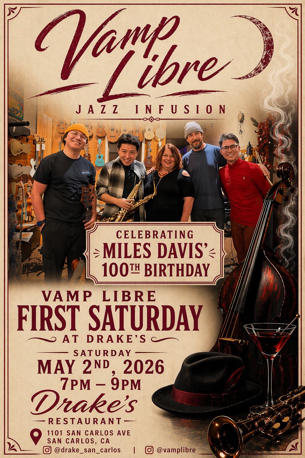 Vamp Libre 1st Saturday Jazz Infusion @ Drake's Restaurant - Celebrates Miles Davis