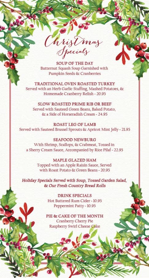 Amphora Restaurant Open Christmas Day!