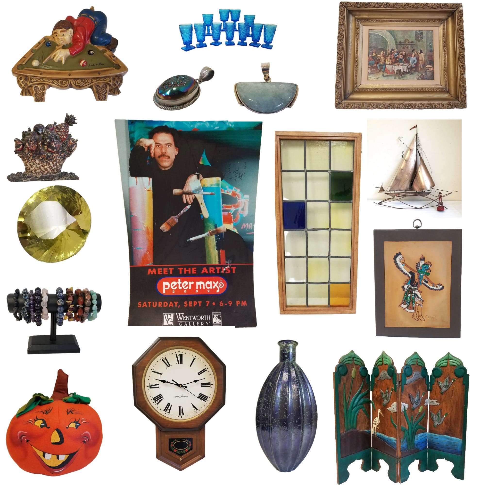Online Auction Live Now-Antiques, New Age Gemstones, Curtis Jere Sculpture, Peter Max Poster & More