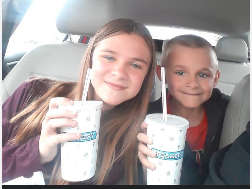 Ava and Aaron enjoying their free lunch 