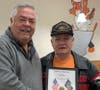 Kevin Molloy is shown with Veteran Gus Baseleon, a big supporter of the Free Veterans Breakfasts in Manhattan. 