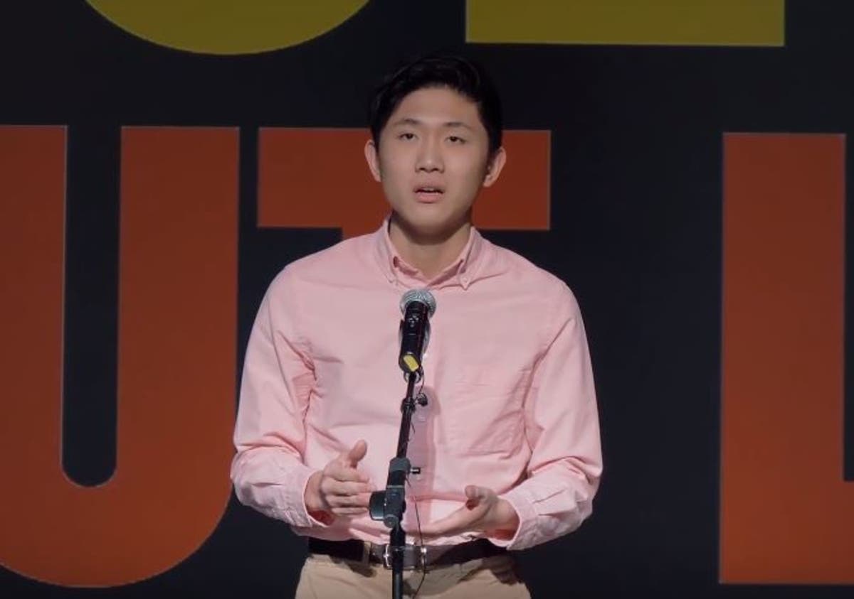 Charles Hsu at the Illinois state final of the 2018 Poetry Out Loud recitation competition.