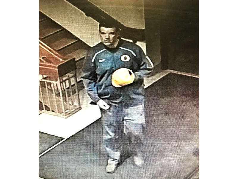 An image from security video of a man who police said entered a mosque in Morton Grove and walked around suspiciously.