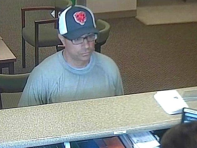 Police said this surveillance image from a Northbrook bank shows the man who robbed it on June 3, 2019.