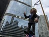 A effigy of President Donald Trump was seen at a protest outside Trump International Hotel and Tower on Monday in Chicago.
