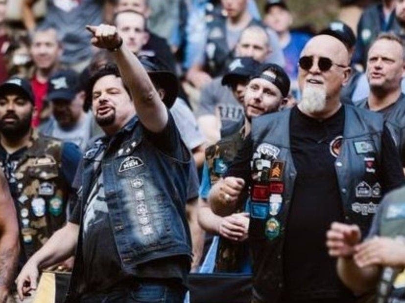 Erich "Mancow" Muller, at left, is pictured with former Harvest Bible Chapel Pastor James MacDonald at a religious retreat.