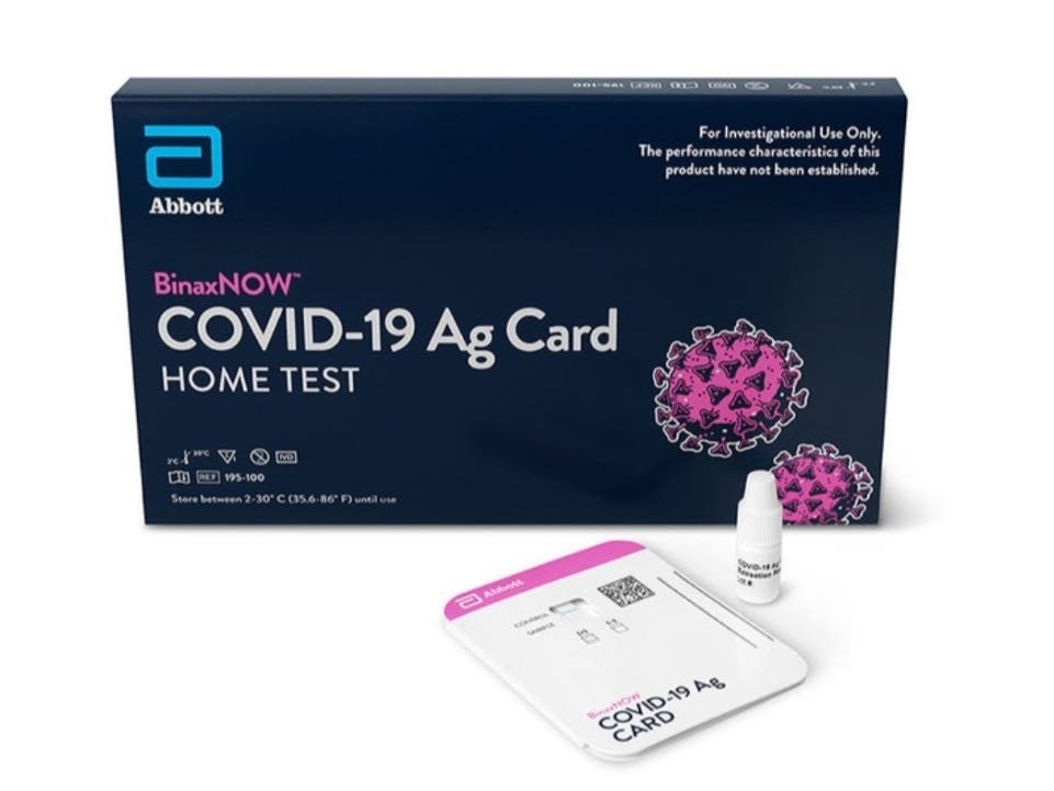 About 30 million of Abbott's at-home COVID-19 tests are expected to be administered in the first quarter of 2021, according the medical device maker.