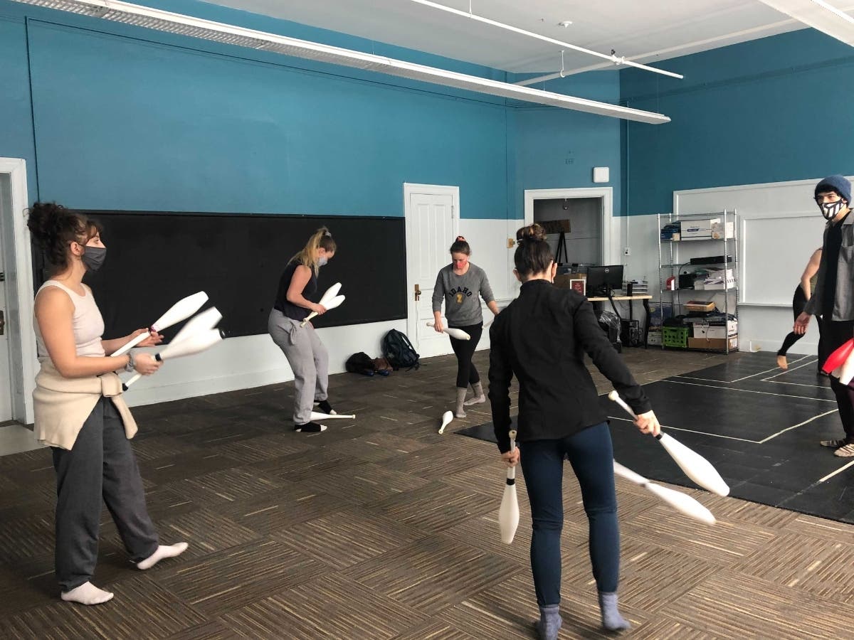 A juggling class is one of several new classes offered by The Actors Gymnasium in its newest studio space at the Noyes Cultural Arts Center.