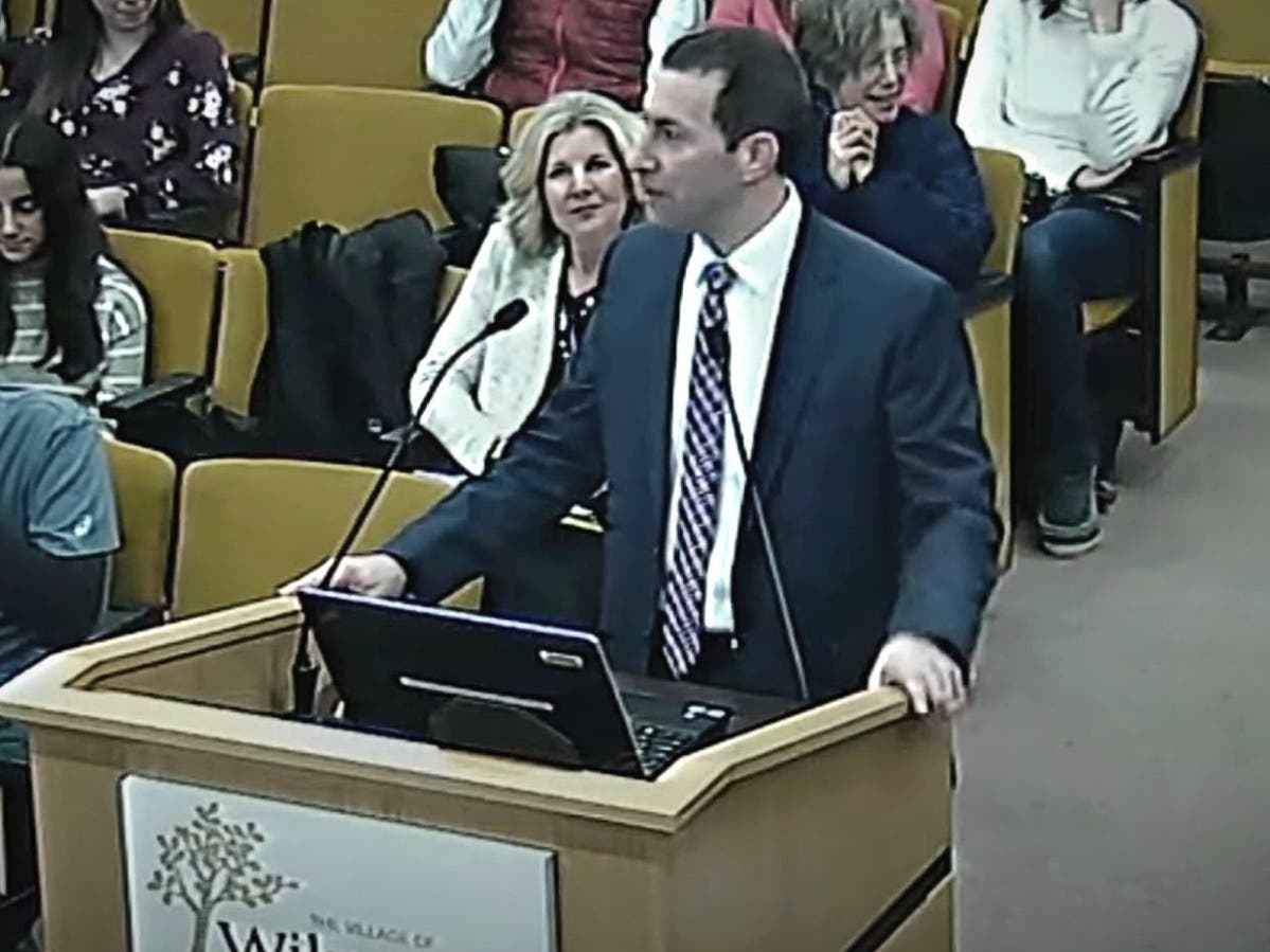 Wilmette Village Manager Michael Braiman addresses trustees after being appointed village manager at a Feb. 11, 2020, board meeting.