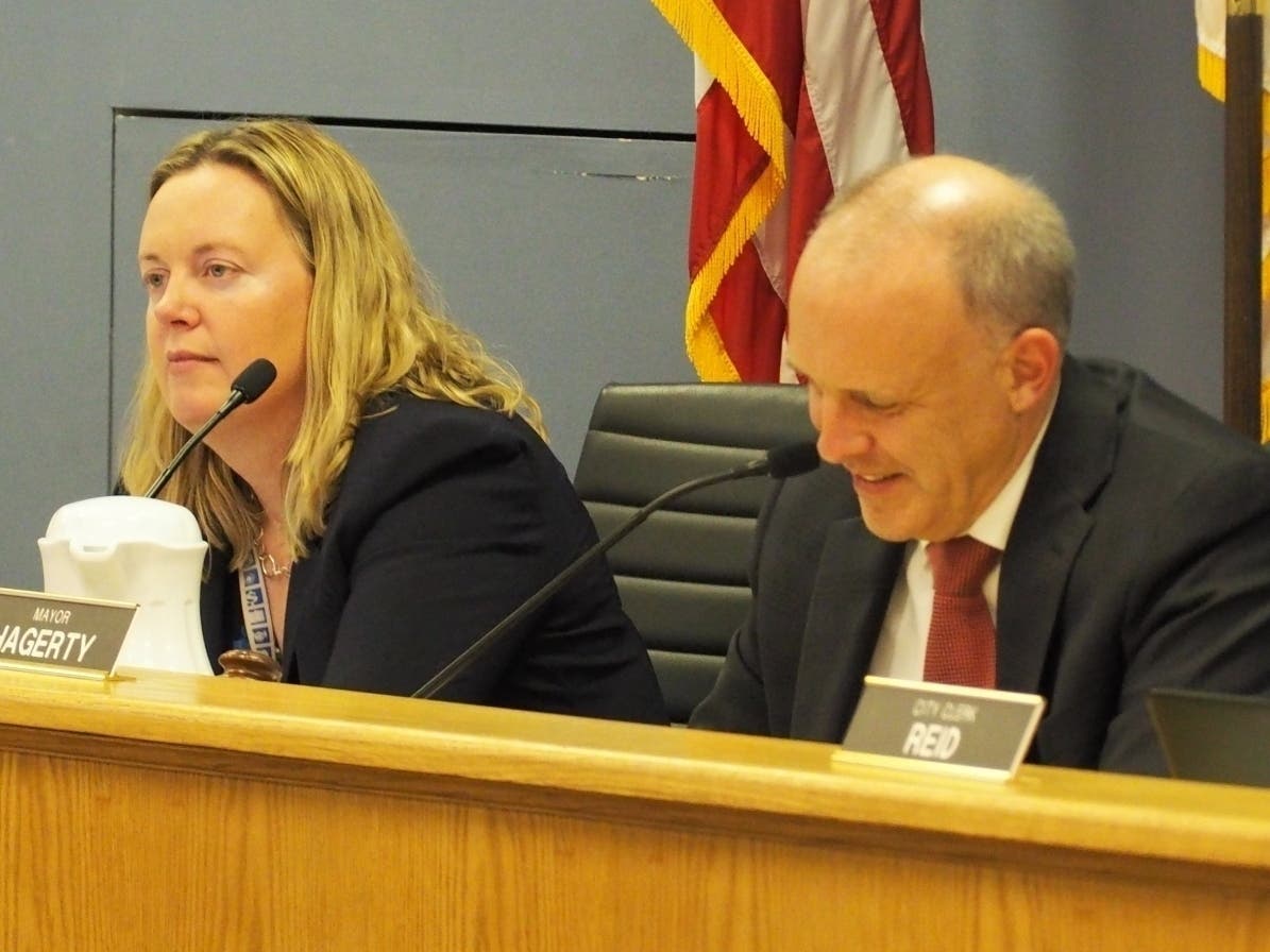 Evanston City Manager Erika Storlie, at left, and former Evanston Mayor Steve Hagerty received an email referencing a petition alleging sexual misconduct and abuse among lakefront staff in August 2020. Storlie was interim city manager at the time.