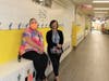 From left, Troy Shorewood Elementary School Assistant Principal Danielle Wegner and Principal Sherri Blanchette in one of the school's upgraded hallways.
