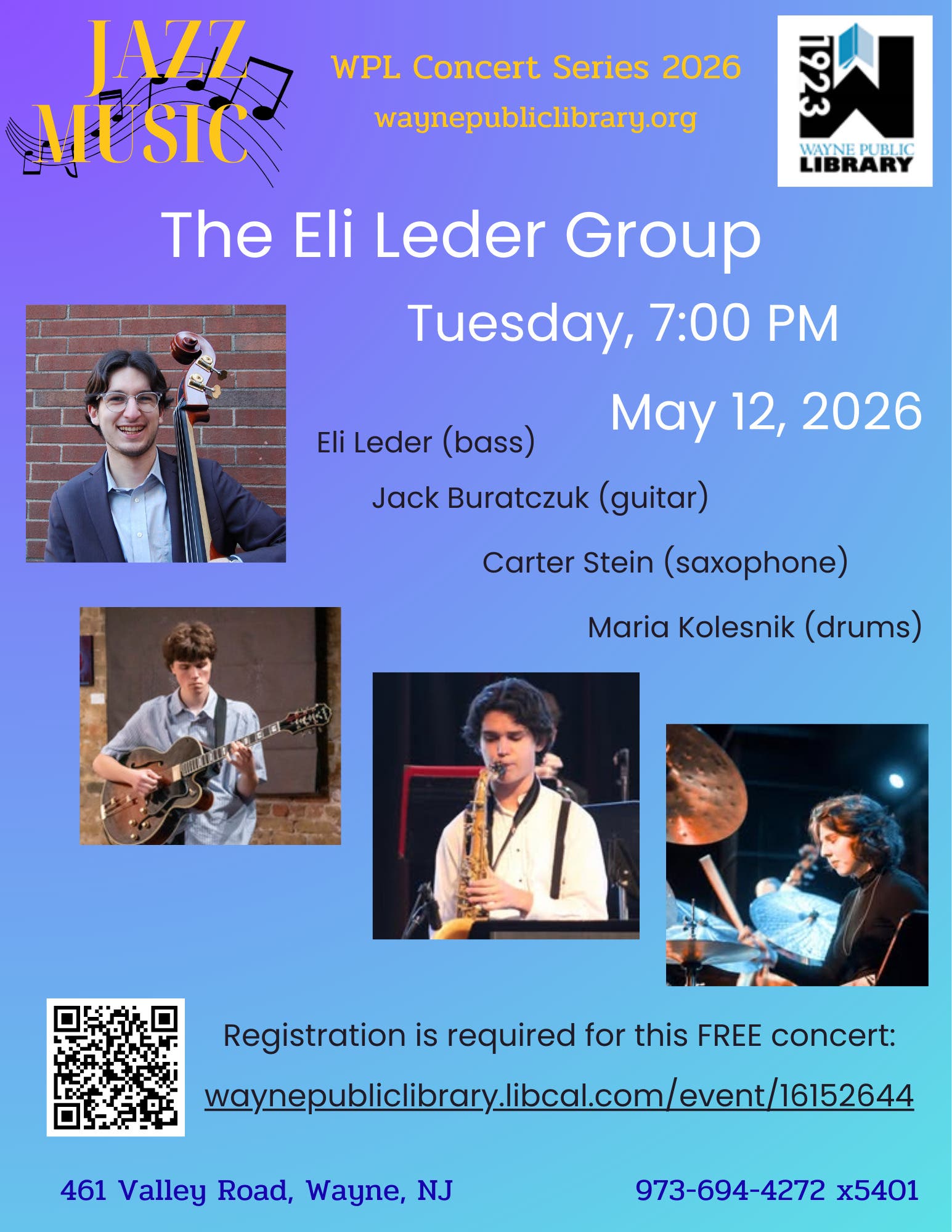 WPL Jazz Concert: The Eli Leder Group