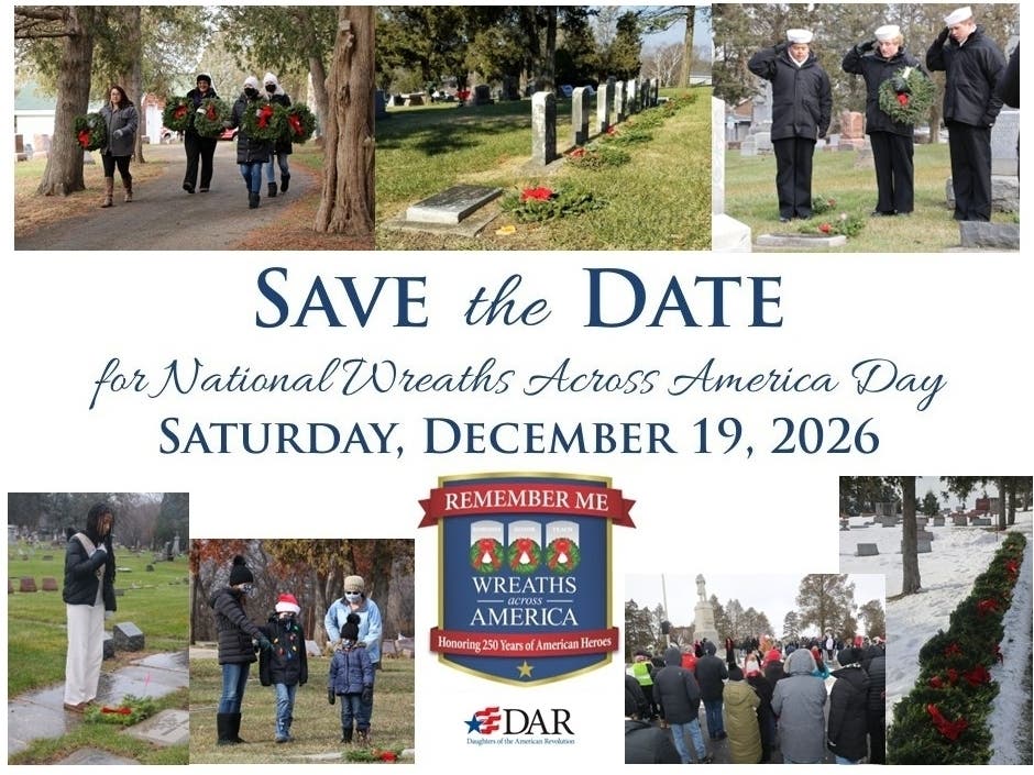 Montage of previous Wreaths Across America days at Evergreen Cemetery