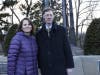 Judy Alperin, CEO the Jewish Federation of Greater New Haven and New Haven Mayor Justin Elicker at the New Haven Holocaust Memorial