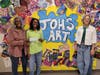Joppatowne High School Social Worker Kim Bennett Selby (L) and School Principal Melissa Williams (R) join We Cancerve Movement, Inc. Founder Grace Callwood, 20, (c) who presented a $500 check as the inaugural microgrant recipient.
