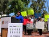 Parent leader, Aida Vega give a testimony about the need for tutoring programs at the Southeast Los Angeles press event at Huntington Park City Hall.
