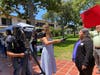 Parent interview with Estrella TV at the Southeast Los Angeles press event at Huntington Park City Hall.