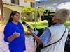 Parent, Aida Vega voicing concern in an interview with Telemundo52 at the Southeast Los Angeles press event at Huntington Park City Hall.