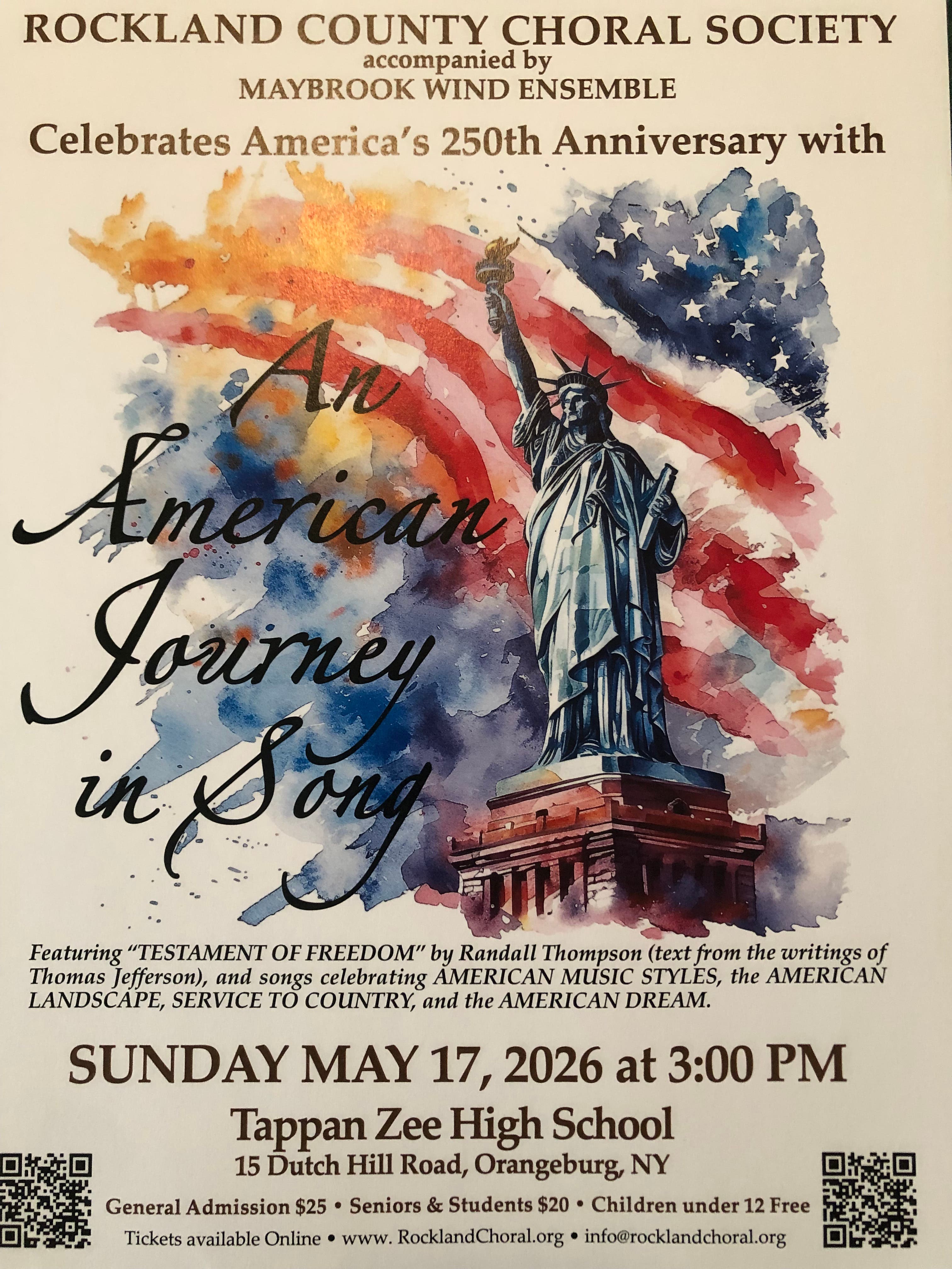 American Journey in Song with the Rockland County Choral Society