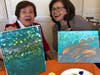Dolores Droz of Hastings-on-Hudson and Ana Pagan of Hartsdale took part in the art activity at the retreat.