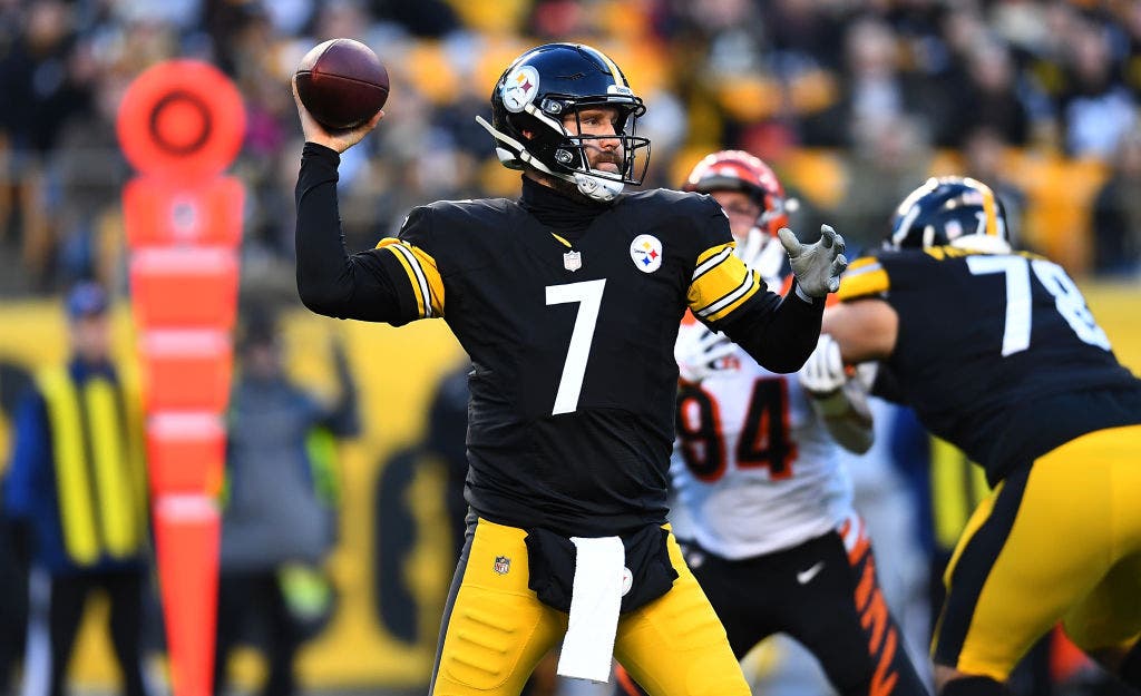 The Steelers' Ben Roethlisberger throws a pass in a game last year against the Cincinnati Bengals.  
