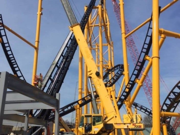 Kennywood's new Steel Curtain coaster currently under construction.