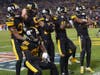 The Steelers all-black uniforms, last worn in December in a game against the New England Patriots.