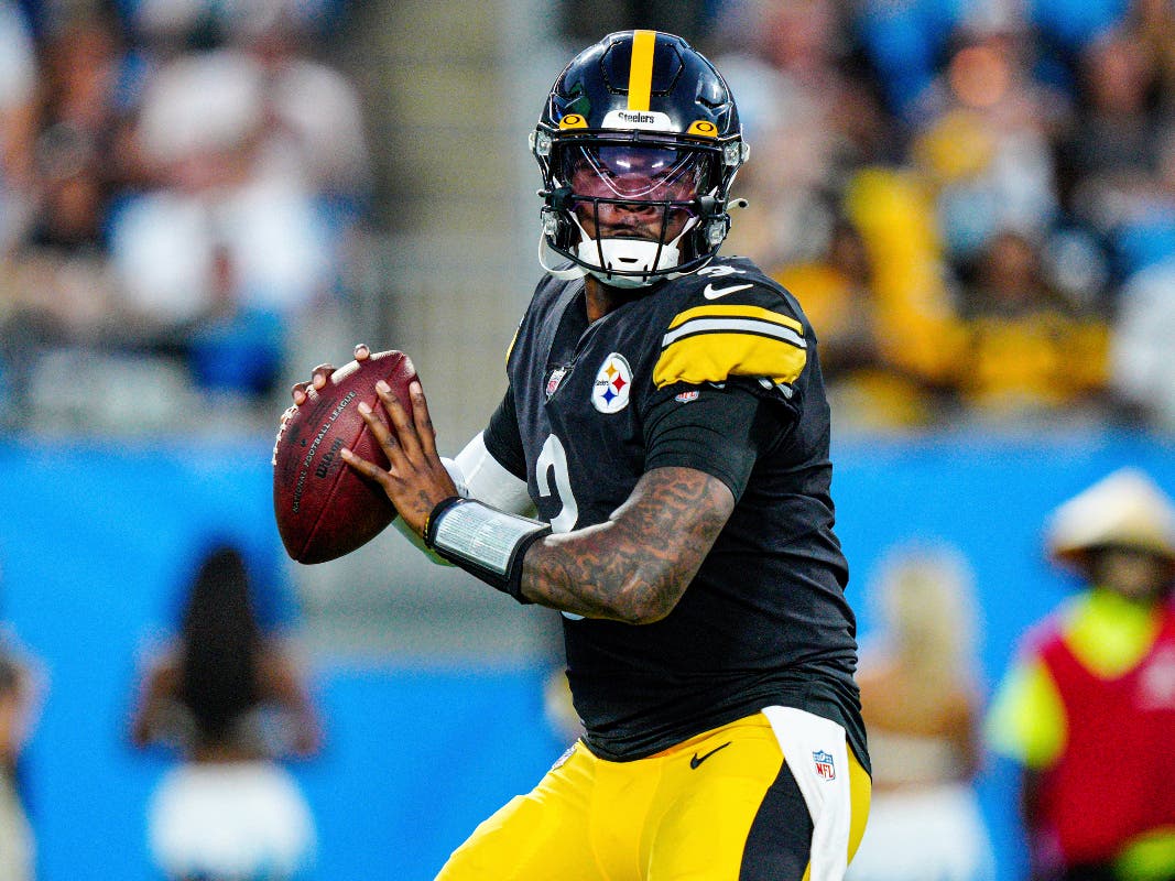 FILE - Pittsburgh Steelers quarterback Dwayne Haskins plays against the Carolina Panthers during the first half of a preseason NFL football game Friday, Aug. 27, 2021, in Charlotte, N.C. Haskins was killed in an auto accident Saturday, April 9, 2022.