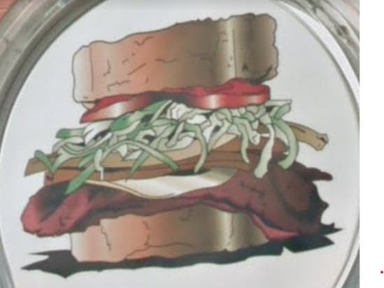 An illustration of the famous Primanti Bros. sandwich displayed on the front of the restaurant chain's Cranberry location.