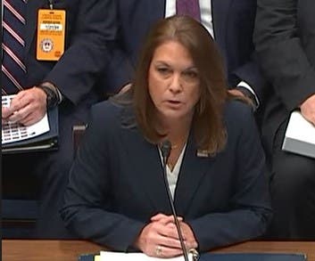 U.S. Secret Service Director Kimberly Cheatle testifying before the U.S. House Oversight Committee on Monday.