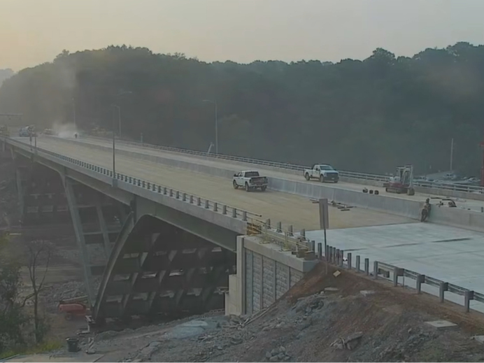The Parkway East's Commercial Street Bridge on Monday morning.