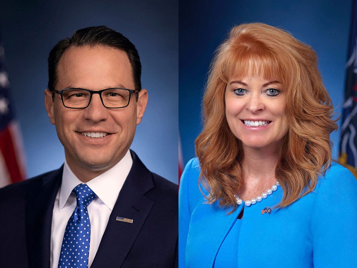 Pennsylvania Gov. Josh Shapiro and state Treasurer Stacy Garrity.