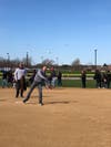 Congressman Dan Lipinski threw the ceremonial first pitch on April 13 for the Lemont Baseball and Softball Club.