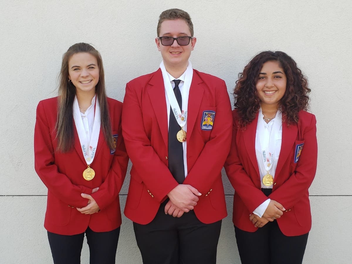 Emma Oster, Anthony Ficek, Yasmin Alaya won the first place gold medal at the national SkillsUSA competition.