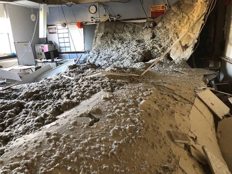 The plaster was over two inches thick and several inches of insulation and dry wall are now on the floor.