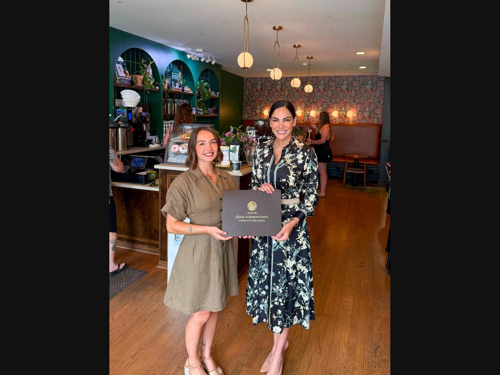 Rep. La Ha visited Folklore Coffee to present the owners with an official Business of the Month certificate.